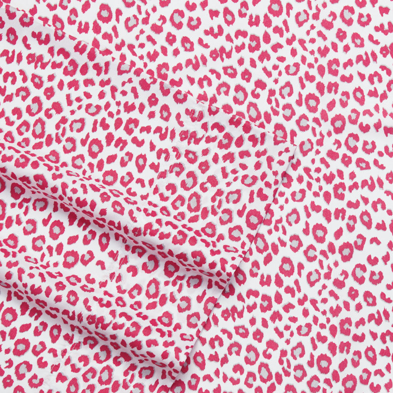 Betsey Johnson Printed Novelty Sheet Sets, Betseys Leopard Pink, Full Sheet Set with 2 Standard Pillowcases