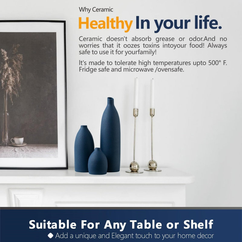 Ensemble de vases bleu mat