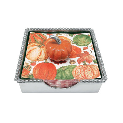 Harvest Orange Pumpkin Beaded Napkin Holder