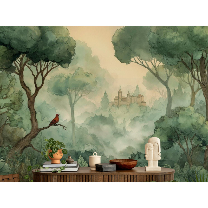 Papier peint forêt château Misty Woodland, L 108 po x l 160 po