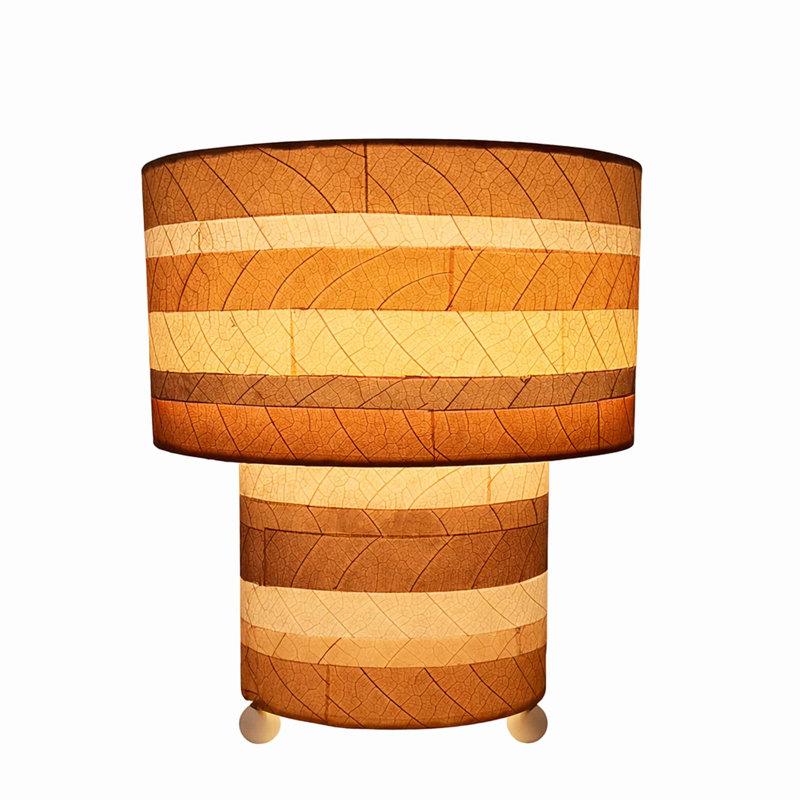  Lampe de table rayée champignon naturel, Crème