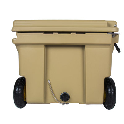 65 Quart Khaki Cooler, Ultra-Tough Hard Shell Ice Chest – Heavy-Duty Insulated Portable Cooler With 6-Day Ice Retention For Camping, Job Site, Tailgating, Beach & Fishing