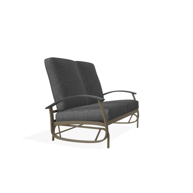 Banc oscillant avec coussins Askar, Tissage uni ardoise coulée Sunbrella®, Bois de plage texturé, Graphite classique P30