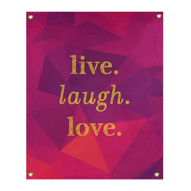Tapisserie de noël en polyester en faux pierres de rire love, H 59 pi x l 50 po, Rubellite / or