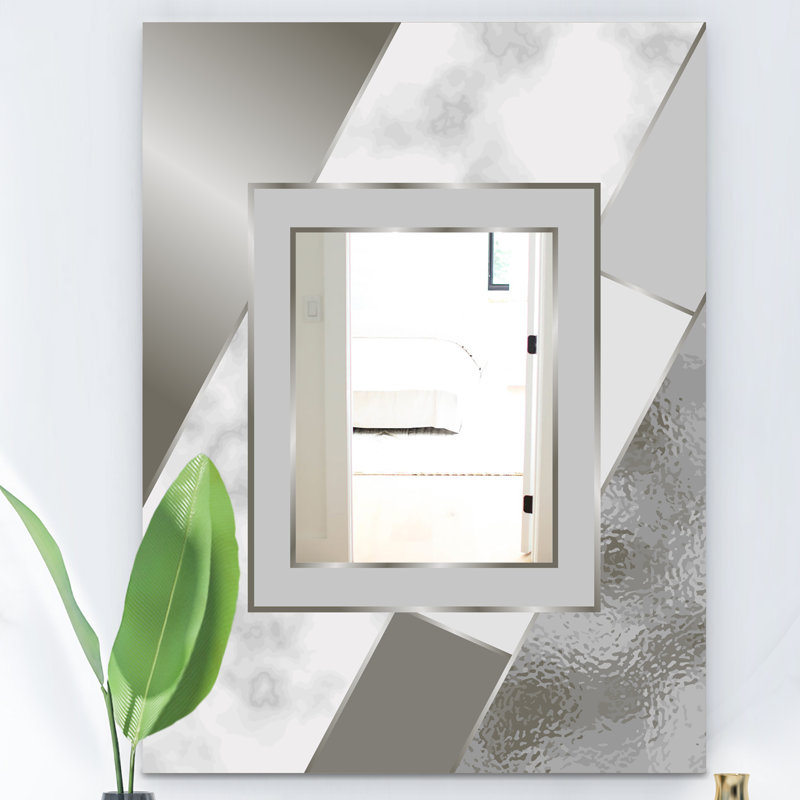 Marbled Marvelous Glam Frameless Accent Mirror, 24" H x 32" W