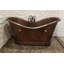 Hand Hammered 72" Copper Double Slipper Bathtub With Rings