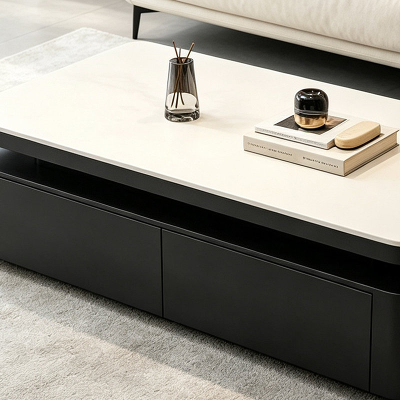 Table basse contemporaine avec rangement dissimulé, 17.71" H x 39.37" W x 19.68" D, Black
