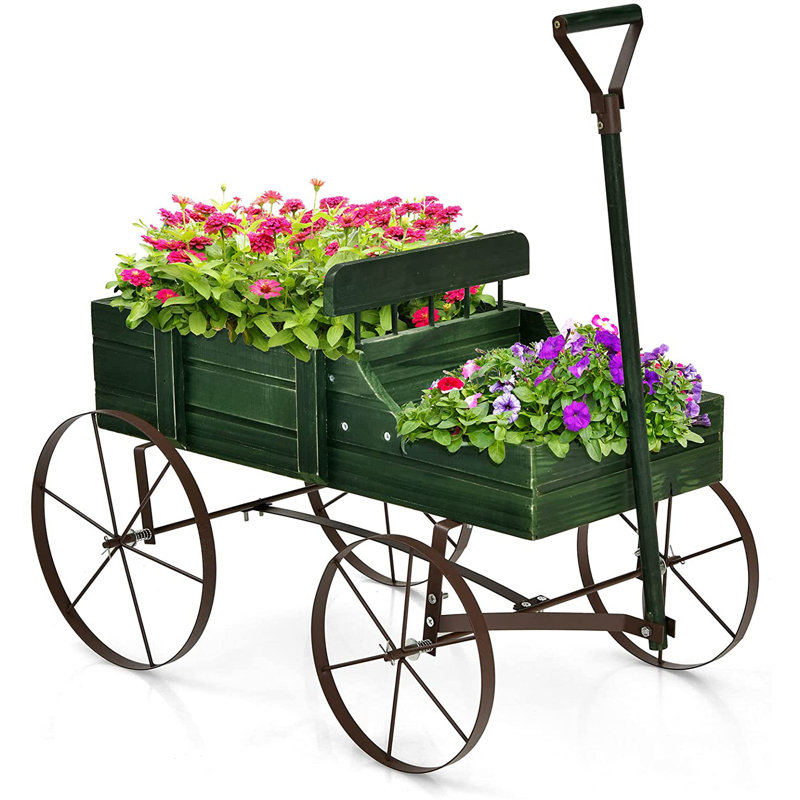 Mischa Wheelbarrow Planter, Green