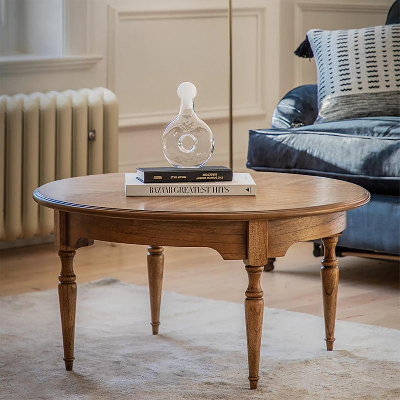 Nouvelle table basse ronde rétro chinoise, Brun