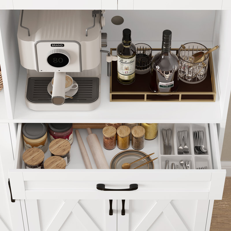 Garde-manger de style campagnard avec tablette à micro-ondes H 70,9 po Anitrea, Blanc