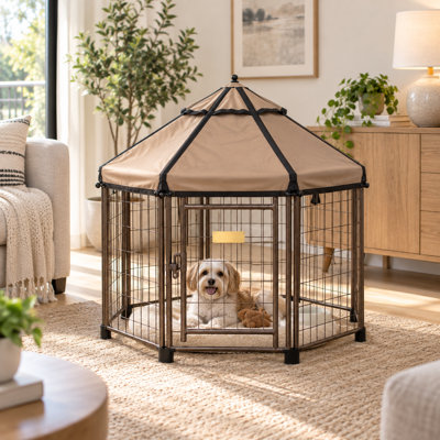 Pet Gazebo 3 ft. Modular Dog Kennel & Playpen with Canopy – Indoor, Outdoor & Portable Pet Enclosure