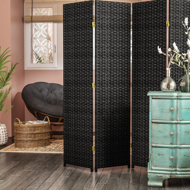 70.75" x 140" 8 Panel Room Divider, 4, 70.75" H x 70" W x 0.75" D, Black