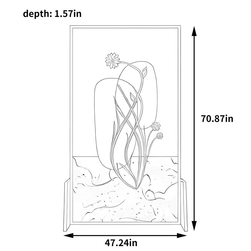 Paravent moderne plante minimaliste, H 70,87 po x l 47,24 po x P 1,57 po
