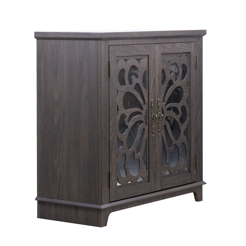 Armoire 34,37 "avec 2 portes réglables en miroir, Brun