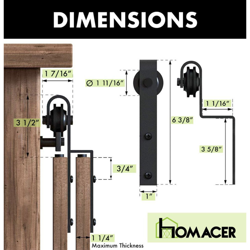 Mini Black Rustic Classic Design Single Track Bypass Two Door Hardware Kit For Cabinet Use, 60"