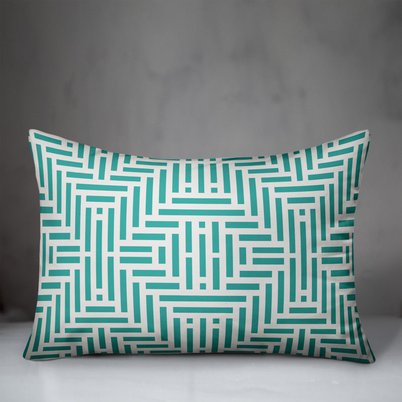  Coussin lombaire intérieur / extérieur Aztec Lime, Vert de mer / Crème, Pas de bourre