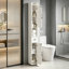 Armoire de rangement étroite et mince, organisateur de plancher peu encombrant avec tablettes et portes, unité de rangement de coin en PVC imperméable pour petits espaces