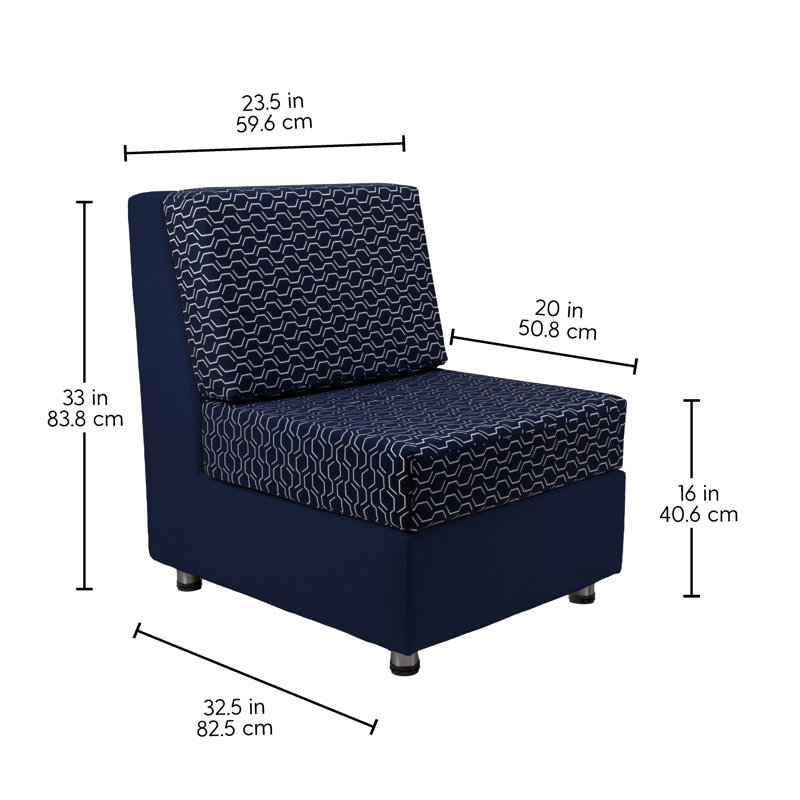 Chaise d'extérieur sans accoudoirs avec Sunbrella - Adoption indigo / toile bleu marine