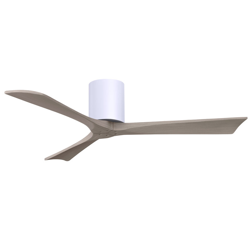 Ventilateur de plafond à 3 pales Olivier, Blanc brillant, Ton bois de frêne gris, 52"