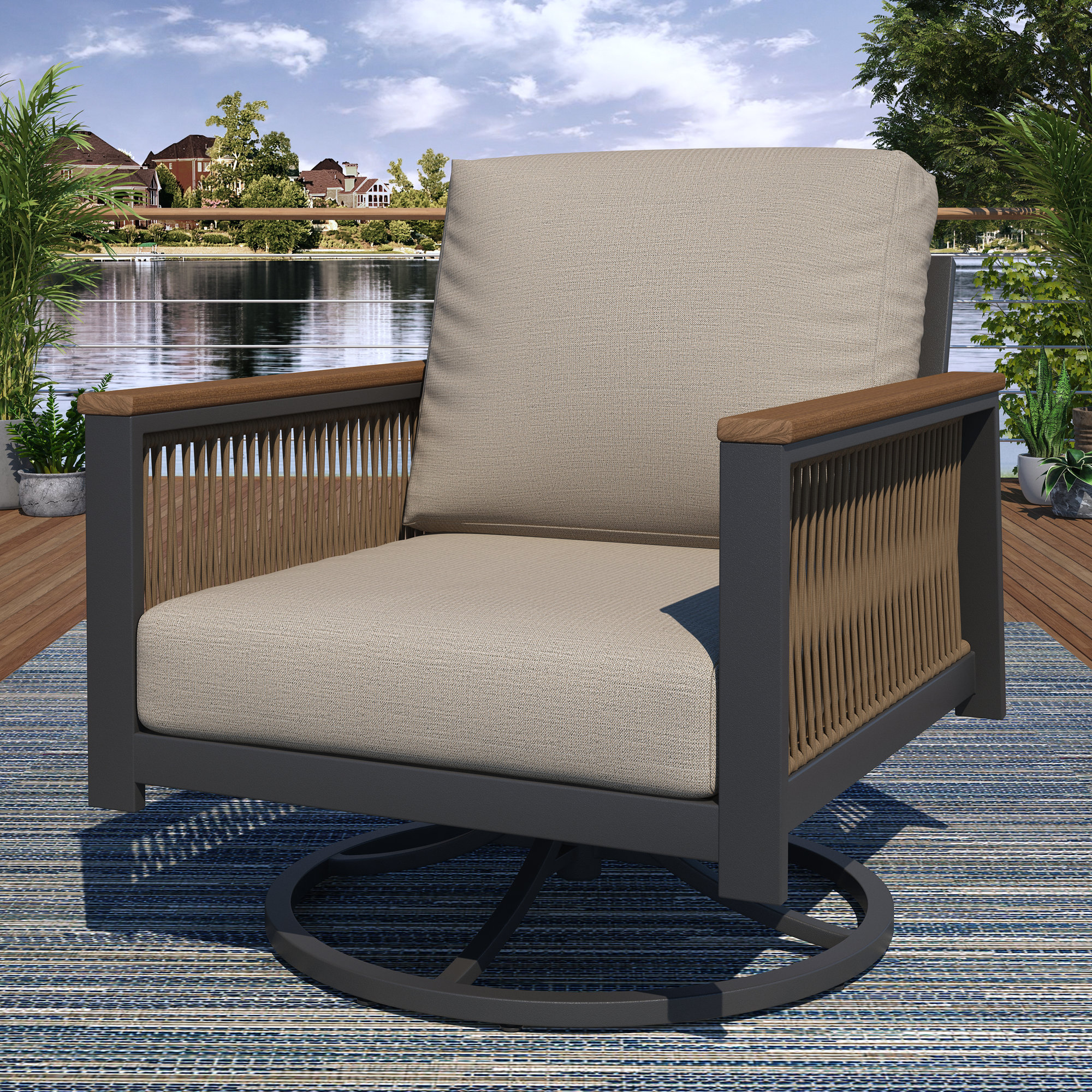 Townsend Patio Chair with Sunbrella® Cushions, Cast Silver Sunbrella®