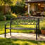 Banc de jardin d'extérieur 50 po à 2 places avec dossier floral 50 po - Causeuse de patio en acier résistant aux intempéries