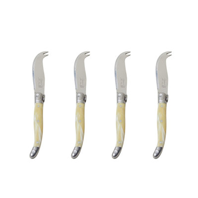 Set of 4 Laguiole Mini Fork-tipped Knife Pale Horn