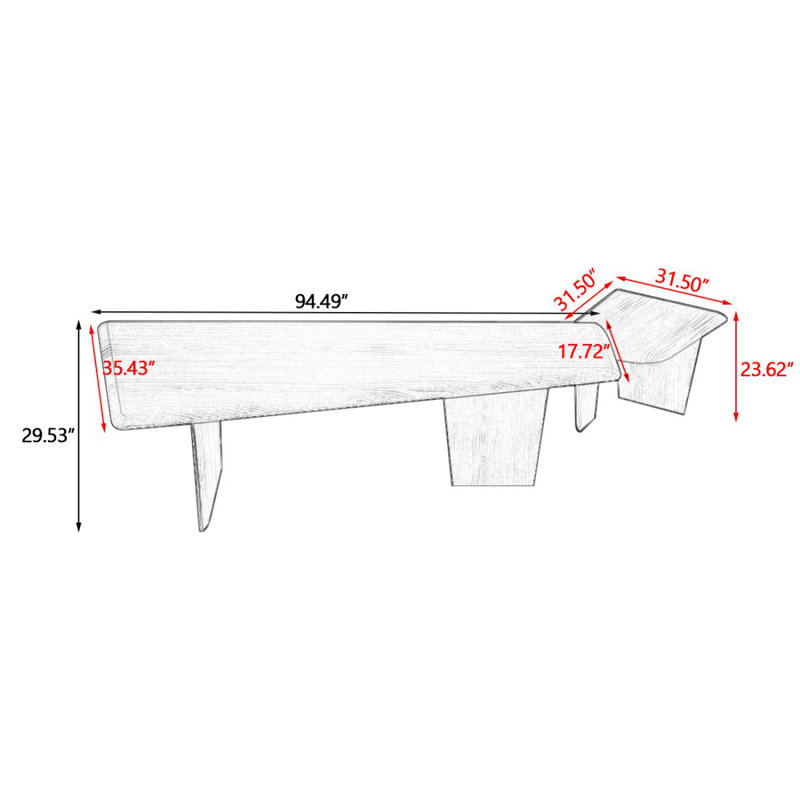 Bureau en bois massif Burlywood Free Form, H 29,53 po x l 94,49 po x P 31,5 po