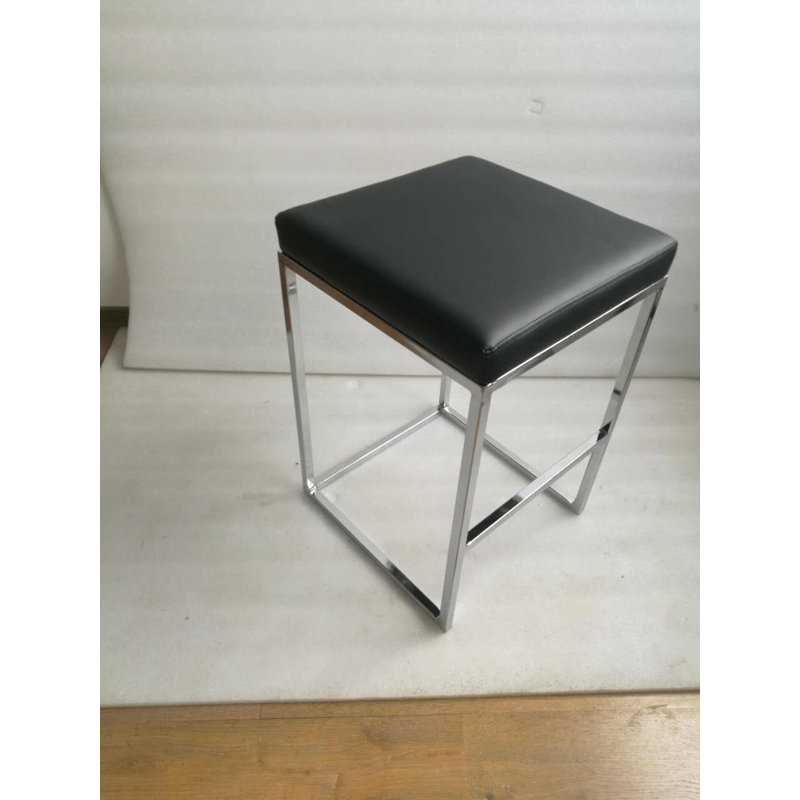 Upholstered Faux Leather Counter Stool, Black