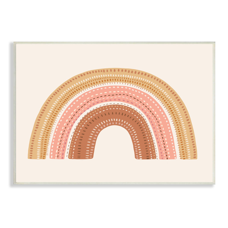«Earthly Boho Rainbow Brode Stitch Inspired Motif Wall Plate Art» par Nancy Mckenzie, H 15 po x l 10 po, Plaque murale