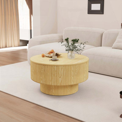 Table basse ronde avec rainure et rangement dissimulé - bois, 29,53 po