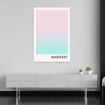 Affiche murale moderne et paisible, dégradé rose et bleu, de style rêveur