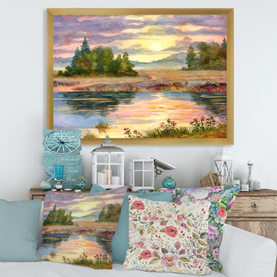 Sunset Over The Lake I - Landscapes Canvas Wall Decor