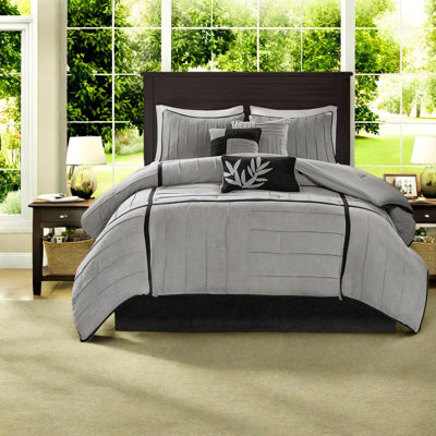 Ensembles de literie en faux suède doux, grand, confort Pintuck moderne pour la maison