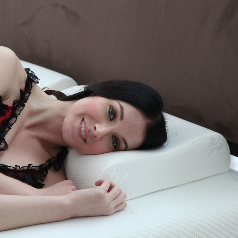 White Contour Memory Foam Pillow with Gel and Polyester Cover