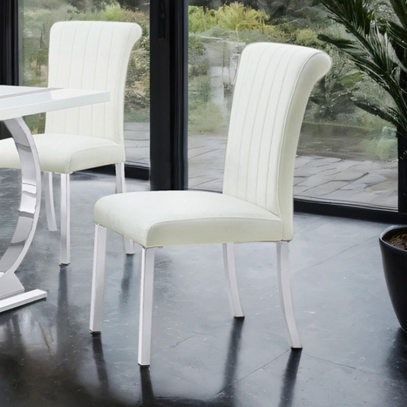 Chaise d'appoint Fynn (ensemble de 2), Argent argent, Blanc