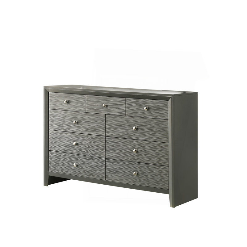 Commode ronde contemporaine à 9 tiroirs 1Pc, Gris foncé