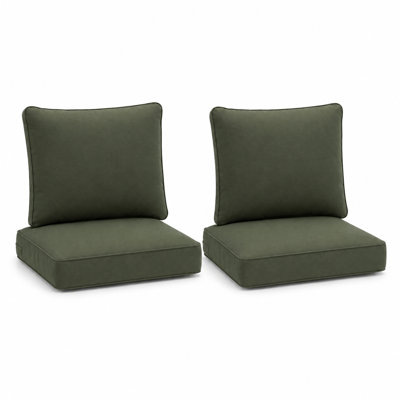 Ensemble de 2 coussins d'assise d'extérieur, 61 x 61 x 10 cm, résistants aux intempéries et à la décoloration, pour chaises, canapés et fauteuils, vert.