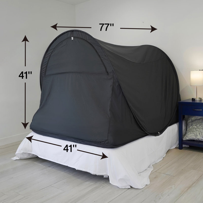 Charcoal Black Full Size Polyester Privacy Bed Tent