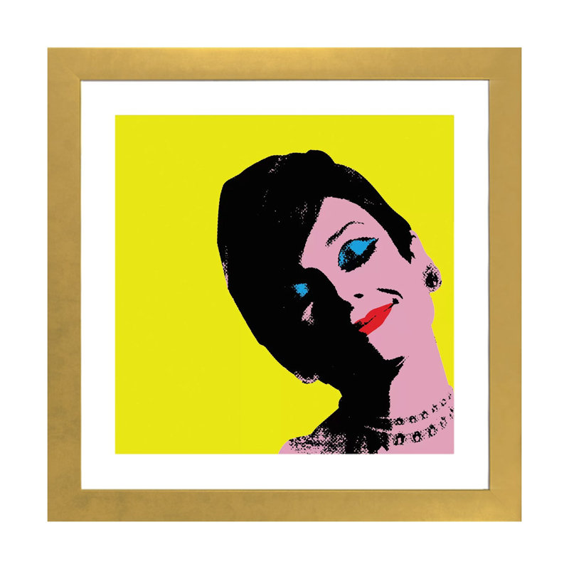 « Audrey Hepburn DOTS » par radio Days-impression d’art graphique, Blanc, H 24 po x l 24 po x P 1 po, Papier encadré doré