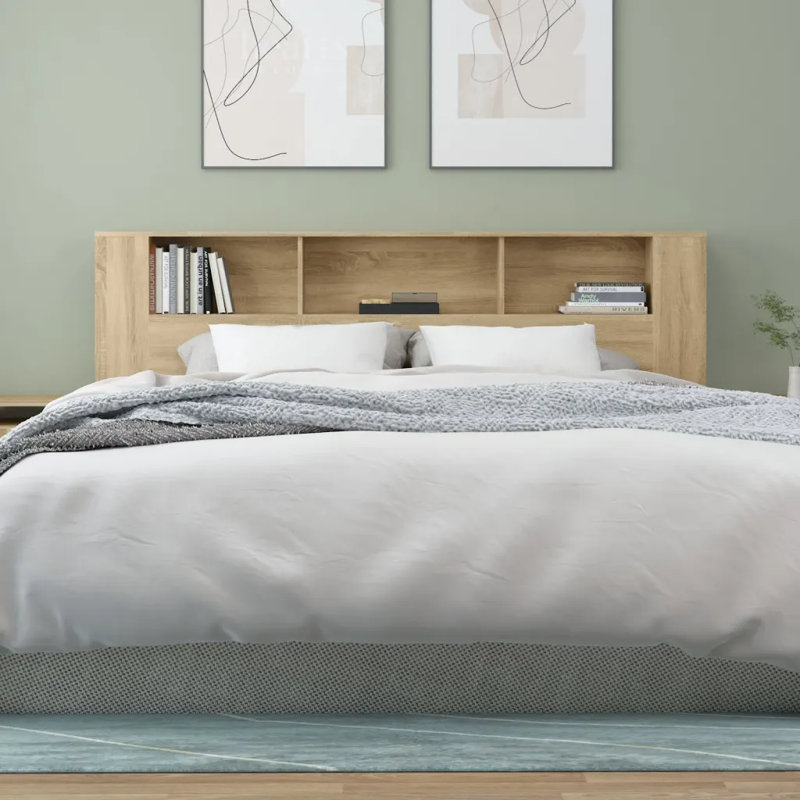 17 Stories Headboard Cabinet Engineered Wood, Sonoma Oak, Single (3')