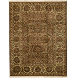 Wool Floral Area Rug in Camel/Green
