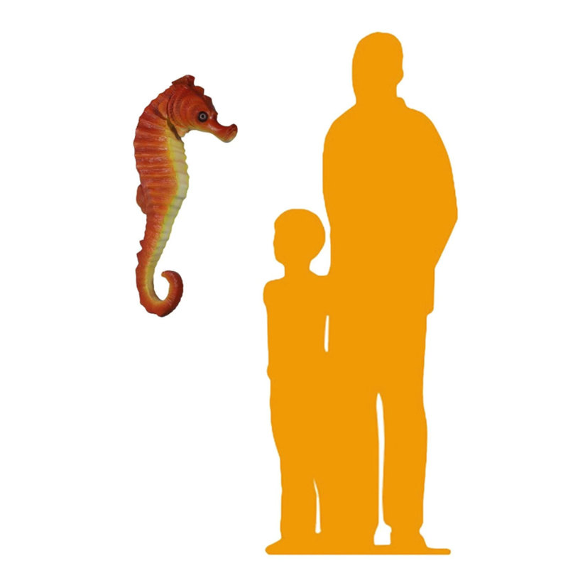 Statue hippocampe moyenne orange