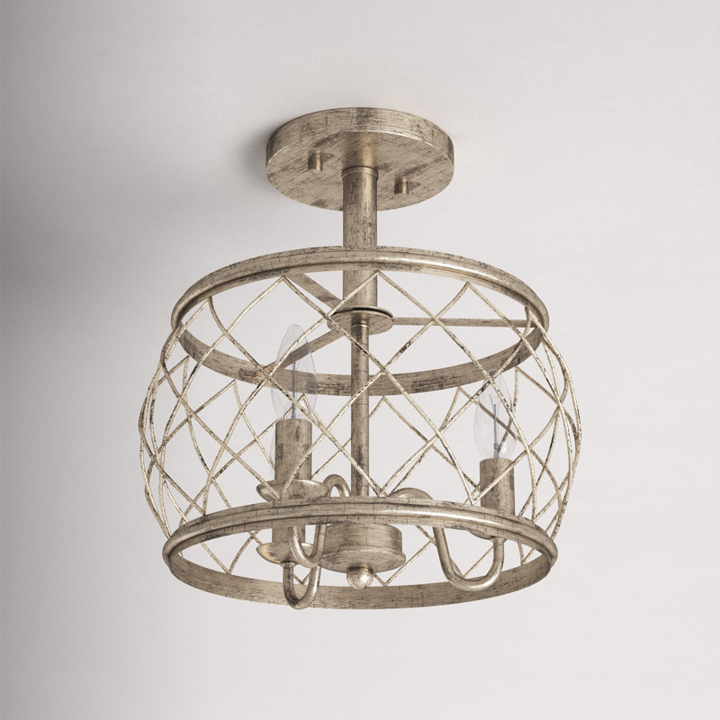 Arton 3 - Plafonnier semi-encastré, Argent, H 13,5 po x l 12,5 po x P 12,5 po