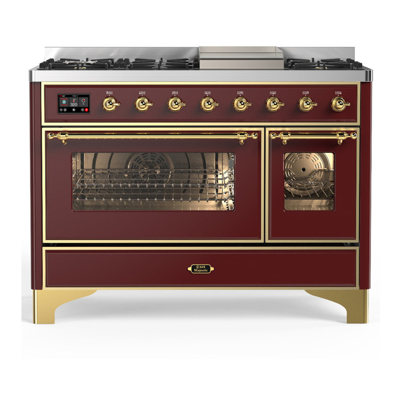 Majestic III Series 48 Inch Dual Fuel Range with 5 Sealed Burners, Griddle, Frenchtop in Matte Graphite (Liquid Propane, Burnished Trim)