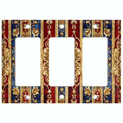 Couvercle de plaque d'interrupteur en métal; Bascule GFI 3 bandes US Standard - image imprimée d'un damas royal baroque