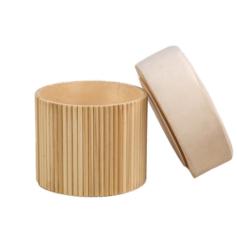 Brumbaugh Pouf, Beige Velvet
