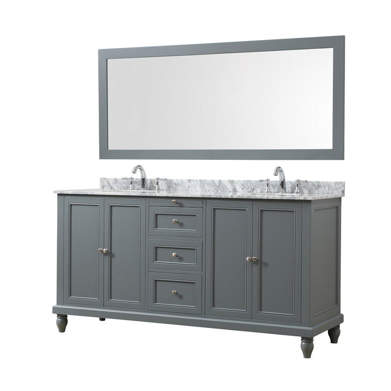 70'' Double Bathroom Vanity with Marble Top