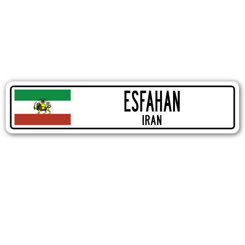 Plaque de rue Esfahan, drapeau de l'Iran, H 8 po x l 36 po x P 1 po