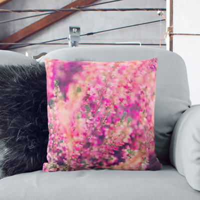 Pink Heather Painting Square Throw Cushion