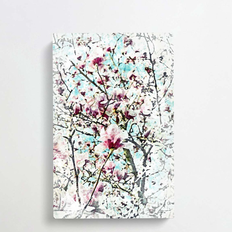 Pink Magnolia Blossom Tree In Abstract - Wrapped Canvas Print, 50cm H x 35cm W x 3cm D